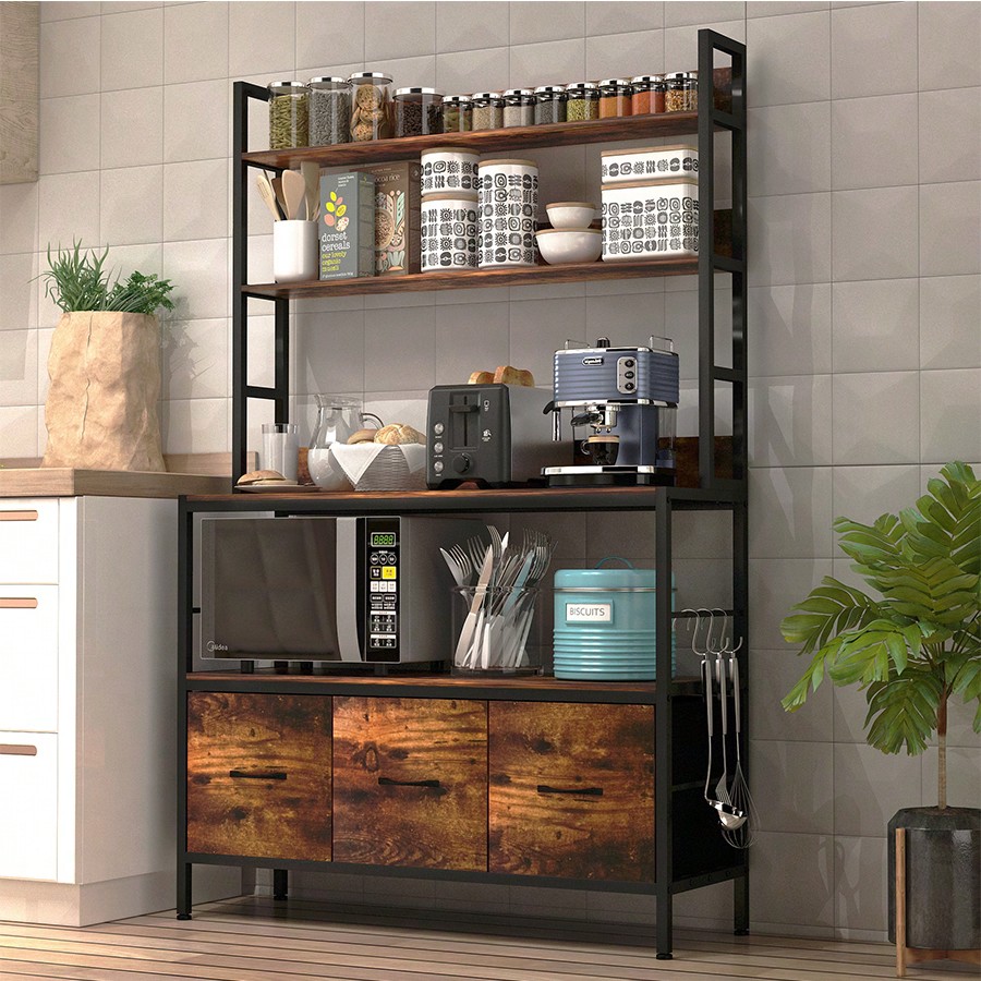 Kitchen Bakers Rack With 3 Bas - Microwave Oven recension och pris
