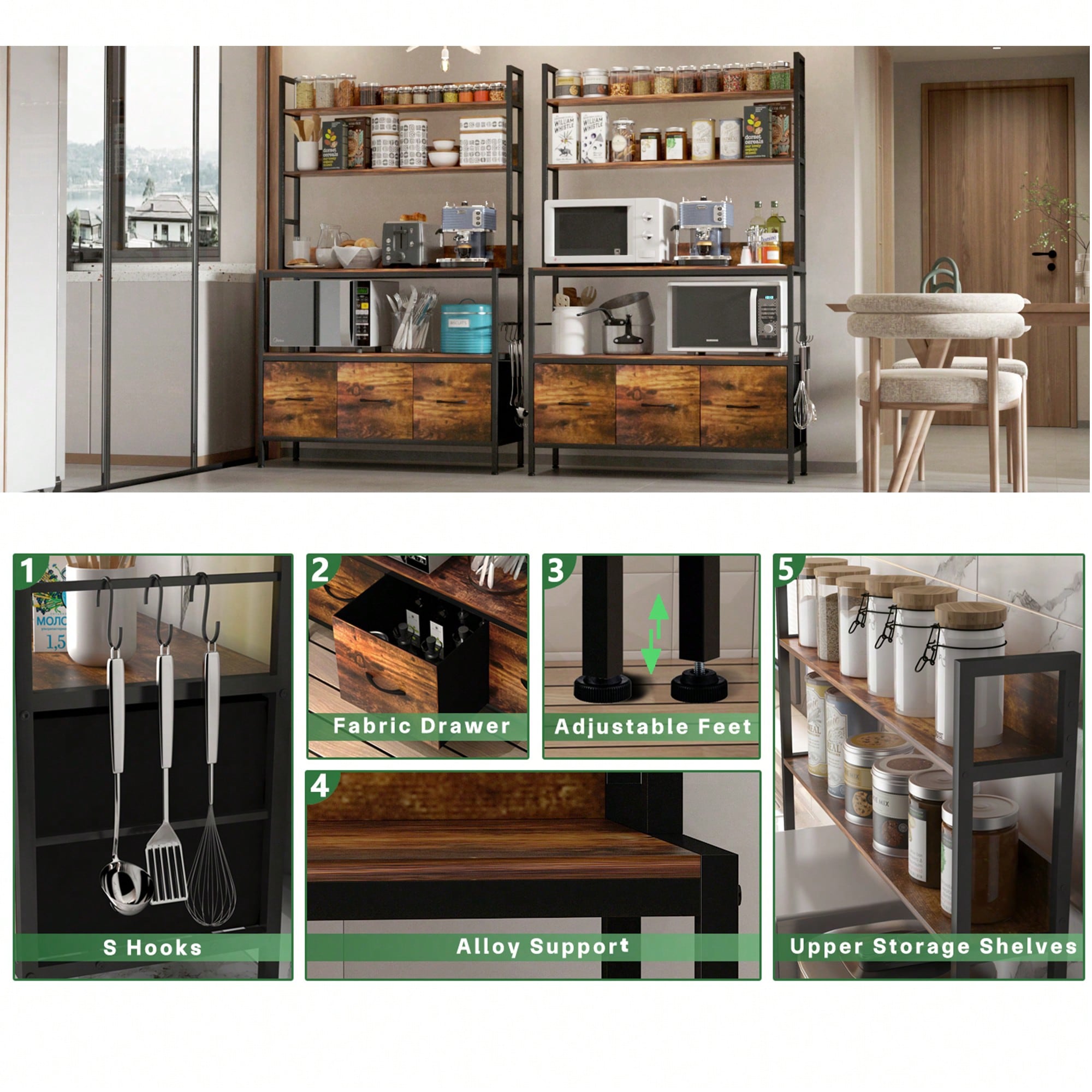 Kitchen Bakers Rack With 3 Bas - Microwave Oven recension och pris